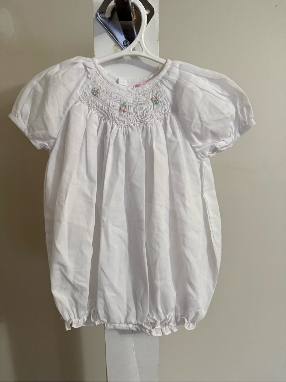 Newborn Petit Ami Hand Smocked & Embroidered Bubble Romper